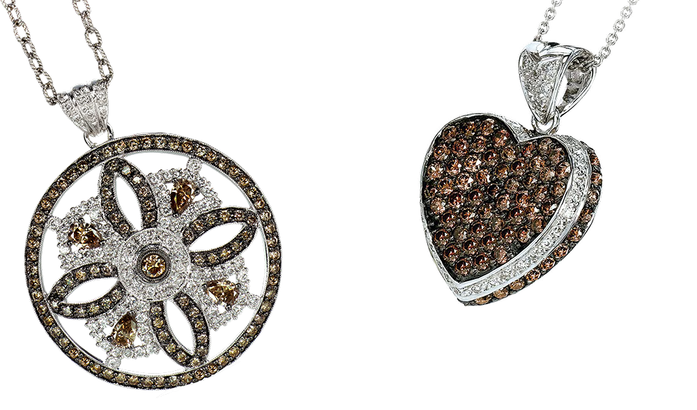Levian 14K White Gold Round Chocolate Brown Diamond Classic Pendant Necklace