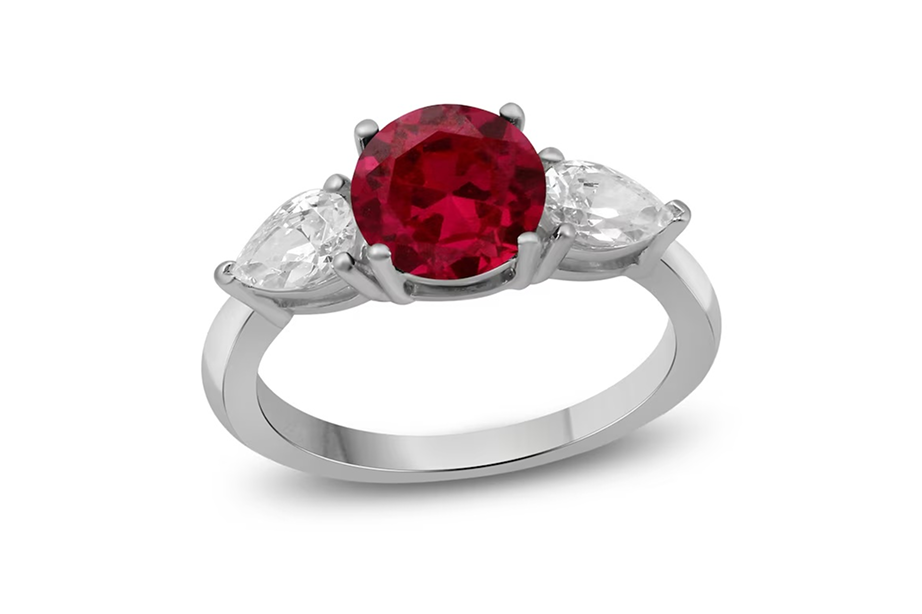 ruby 3 stone engagement ring