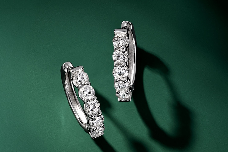 Natural diamond hoop earrings