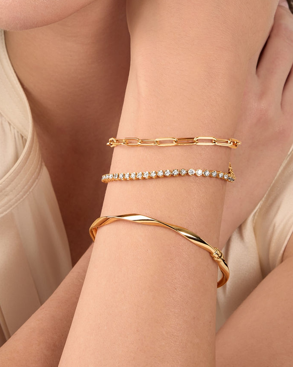 Woman wearing tennis bracelets