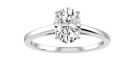 Solitaire oval diamond engagement ring