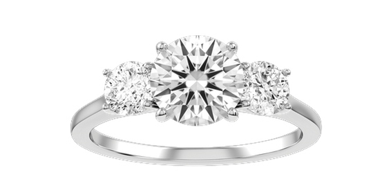 Three stone round diamond engagement rings